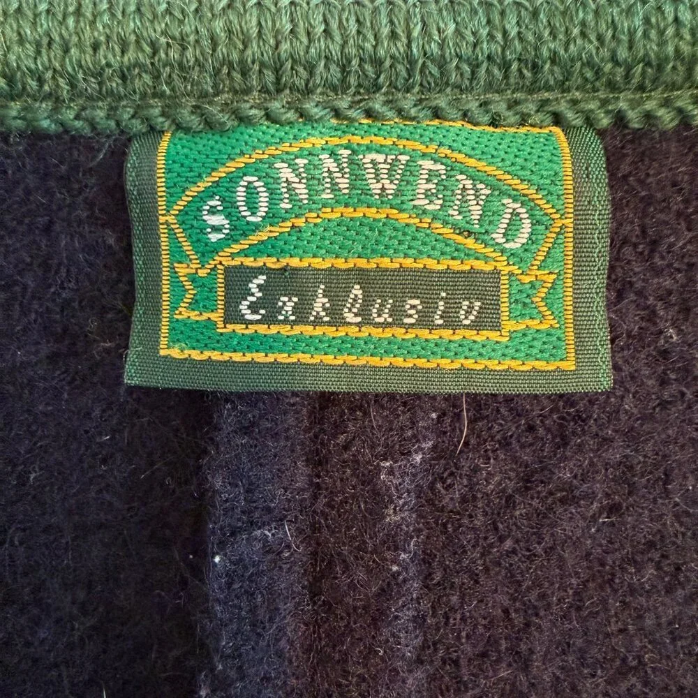 Vintage 80s SONNWEND Exklusiv Pfister Austrian Edelweiss Wool Vest Blue S/M